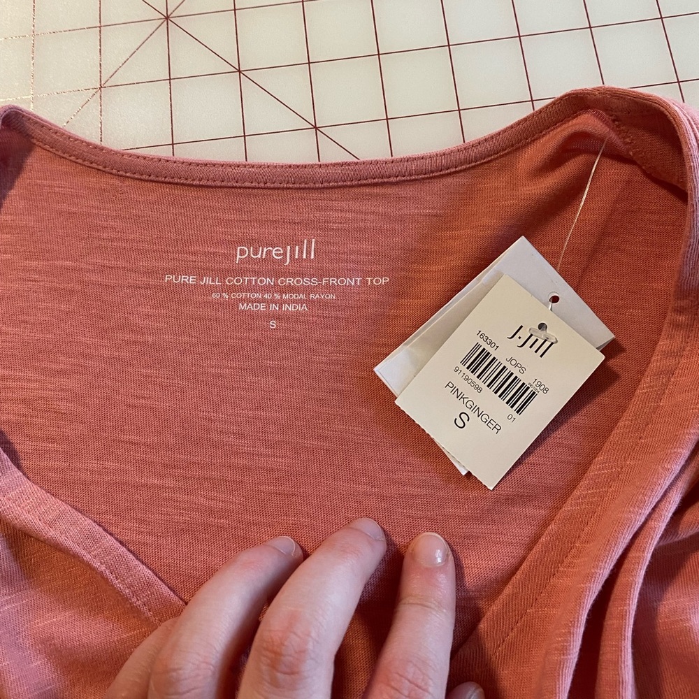 J. Jill Dusty Rose Button-Front Draped Blouse - Picture 15 of 16